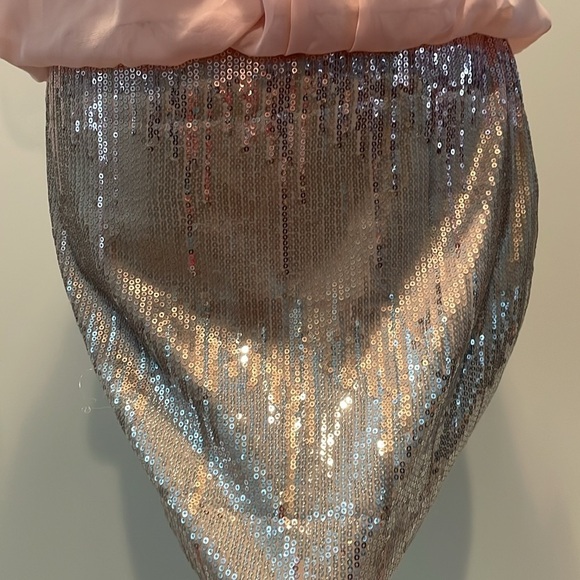 As U Wish Pale Pink Dress With Metallic Attached Skirt - Picture 2 of 10